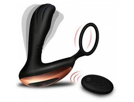 Masażer prostaty z pierścieniem na jądra pilot USB 10 funkcji - 6